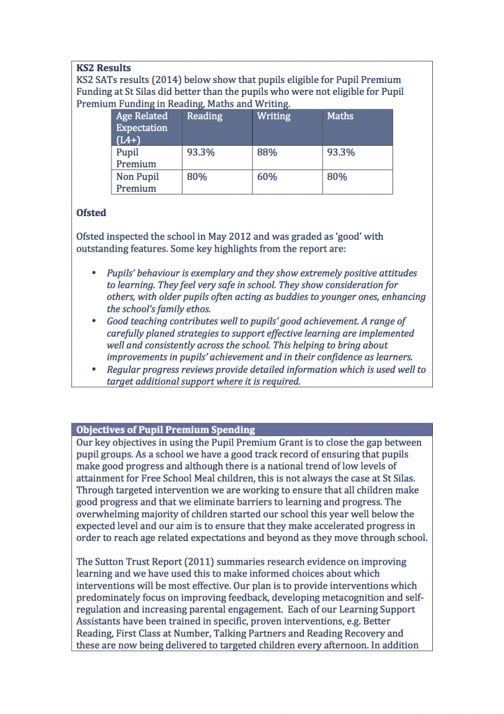 Pupil Premium Planned Expenditure Report 2014 20154